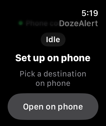 Apple Watch Idle screen prompting set up on phone.